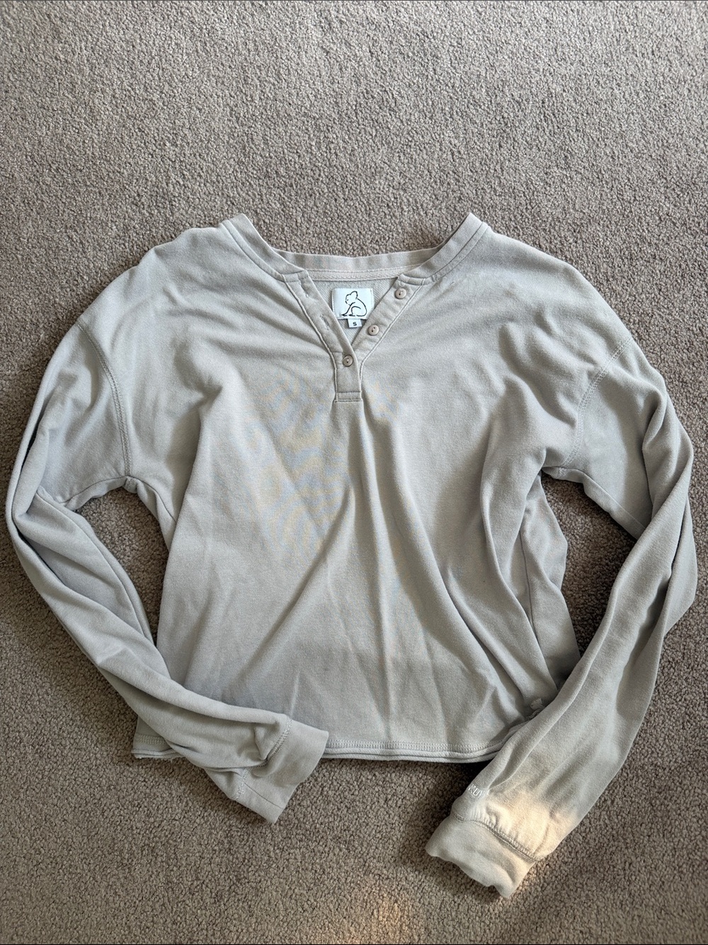 Relaxed Henley Long-Sleeve Top in Cream